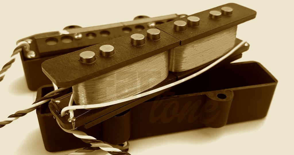 A black and white photo showing the Nordstrand NJ4SV pickup coil, which is humcancelling.