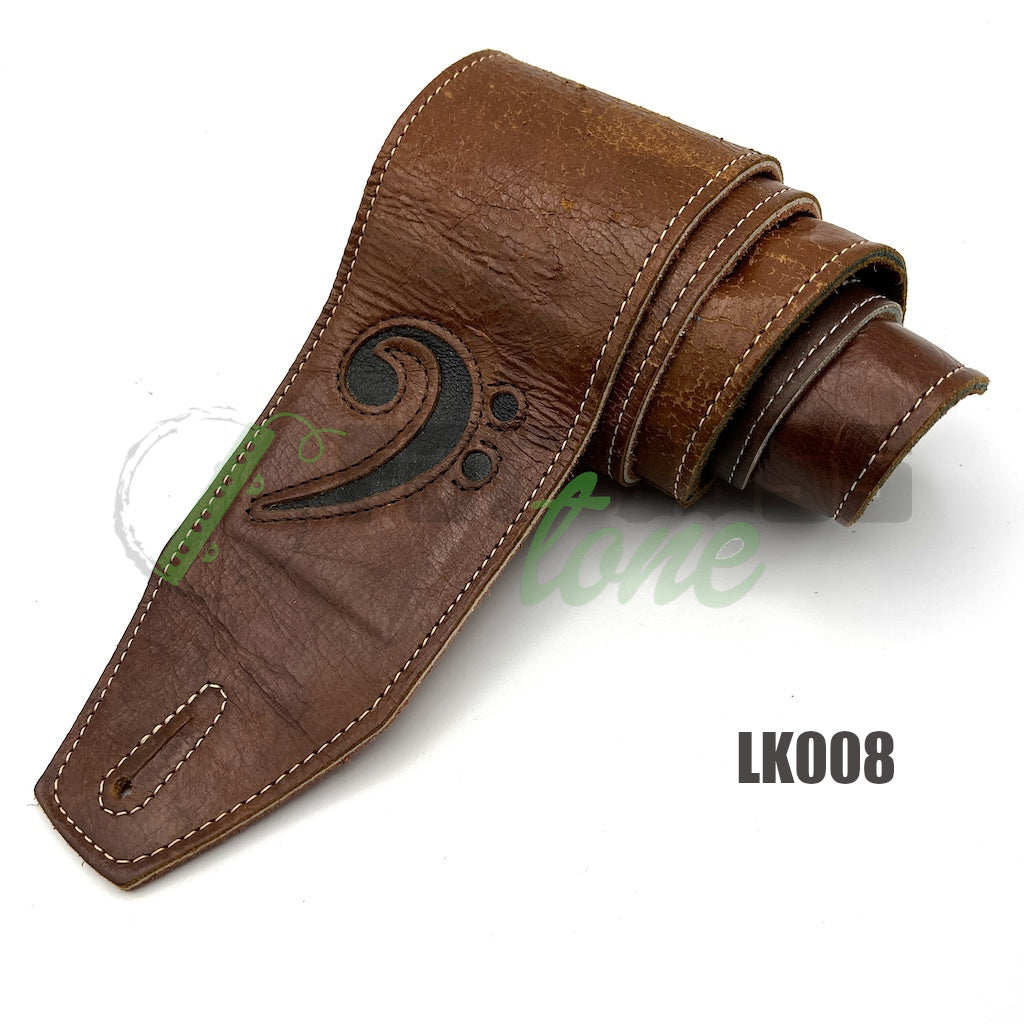 LK Straps Leather Bass Strap with bass clef