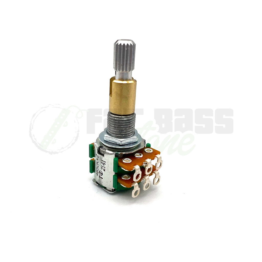 side view of stacked 50k EQ potentiometer for guitar and bass