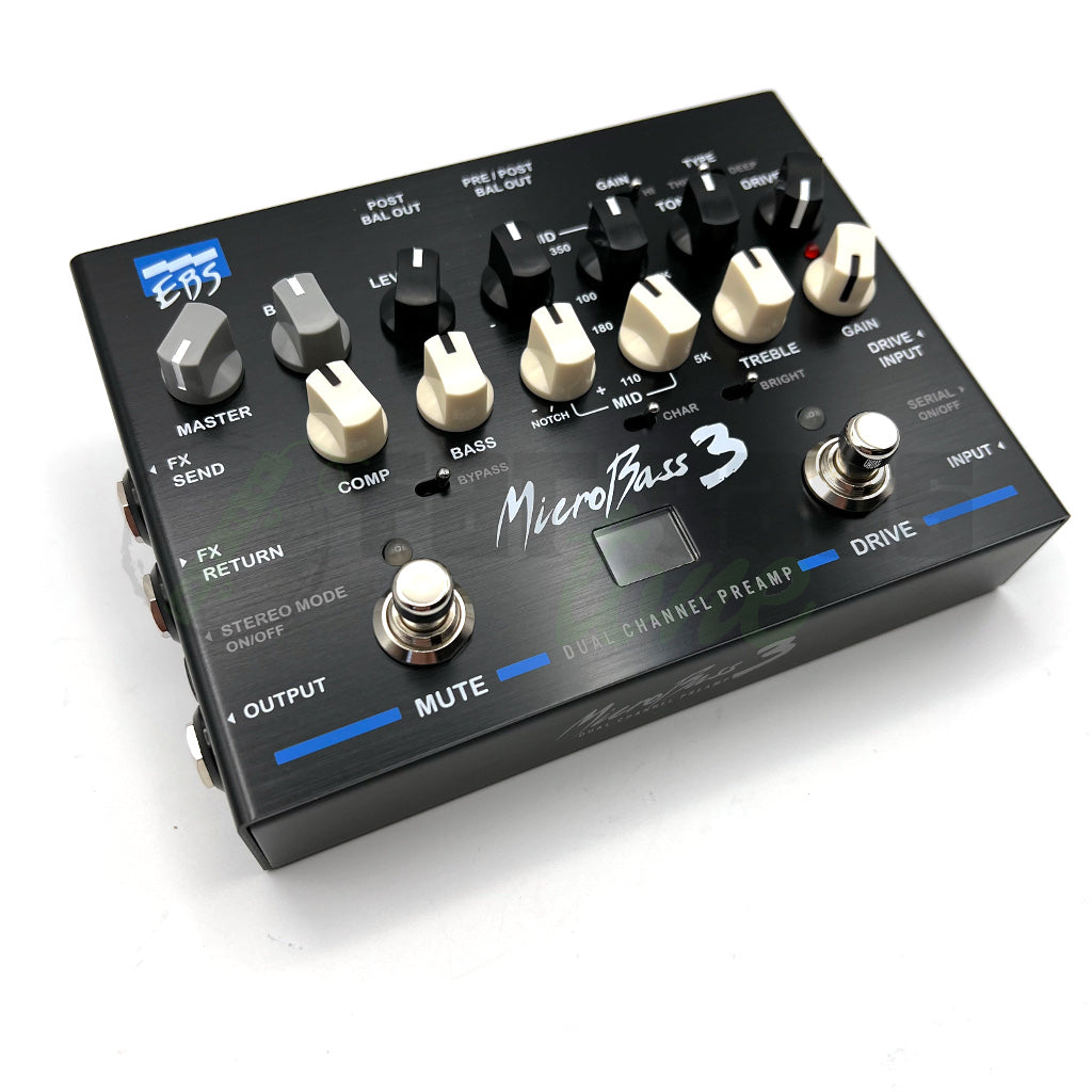 front angle view of EBS MicroBass 3 Professional Outboard Bass Preamp