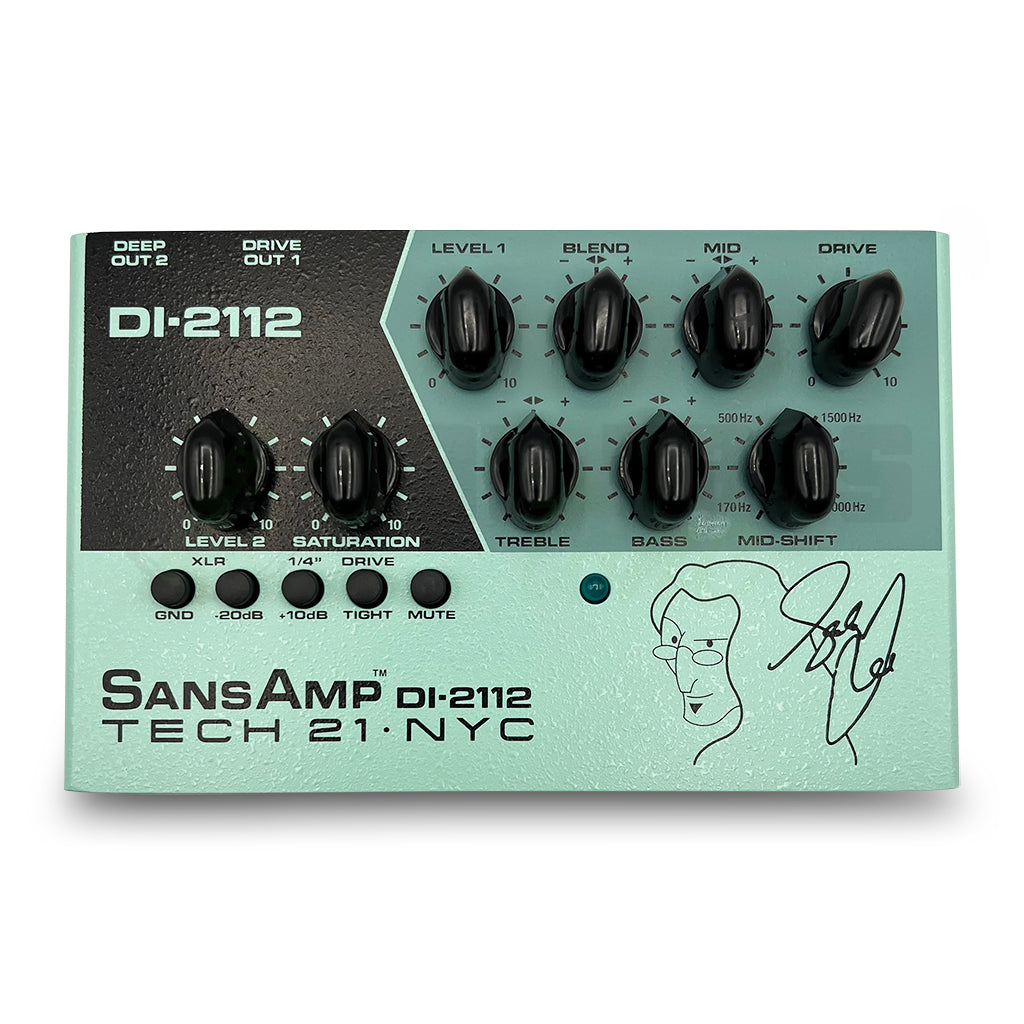 overhead view of Tech 21 NYC Geddy Lee DI-2112 Signature Sansamp Outboard Bass Preamp
