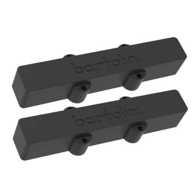 Manufacturer's image of the Bartolini J66J 6 String Dual Coil Jazz Bass® Pickups set showing screw ears and the indented Bartolini logo