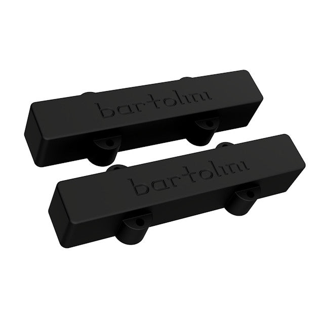 image of the Bartolini JV55CBJD 5 String Dual Coil Classic Bass Pickups for Fender® American Standard® (Narrow) showing logo on each pickup and the 4 screw ears for installation mounting