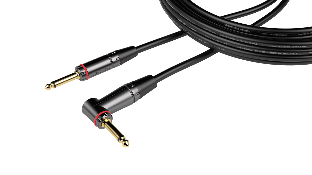 view of straight and right angle plug ends on Gator Cableworks Headliner Series Instrument cable
