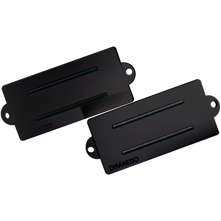 front view of the DiMarzio Split P 4 String Precision Bass® Pickup with black covers showing the blade coils