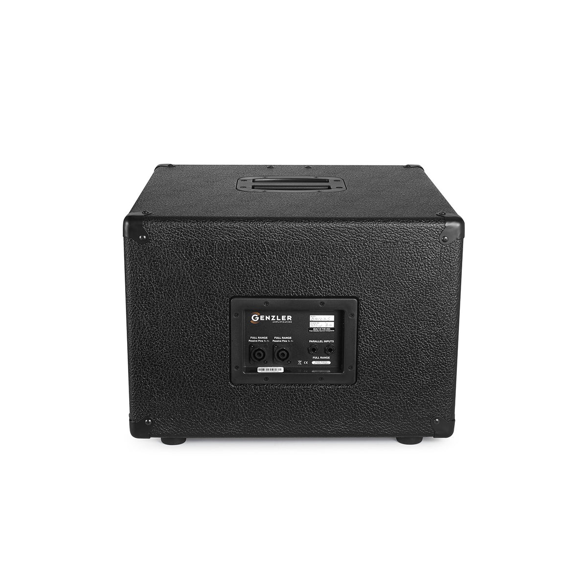 rear photo of the Genzler BA2-112-3SLT Bass Array Series 2 Bass Cabinet showing the parallel input and speak-on jacks