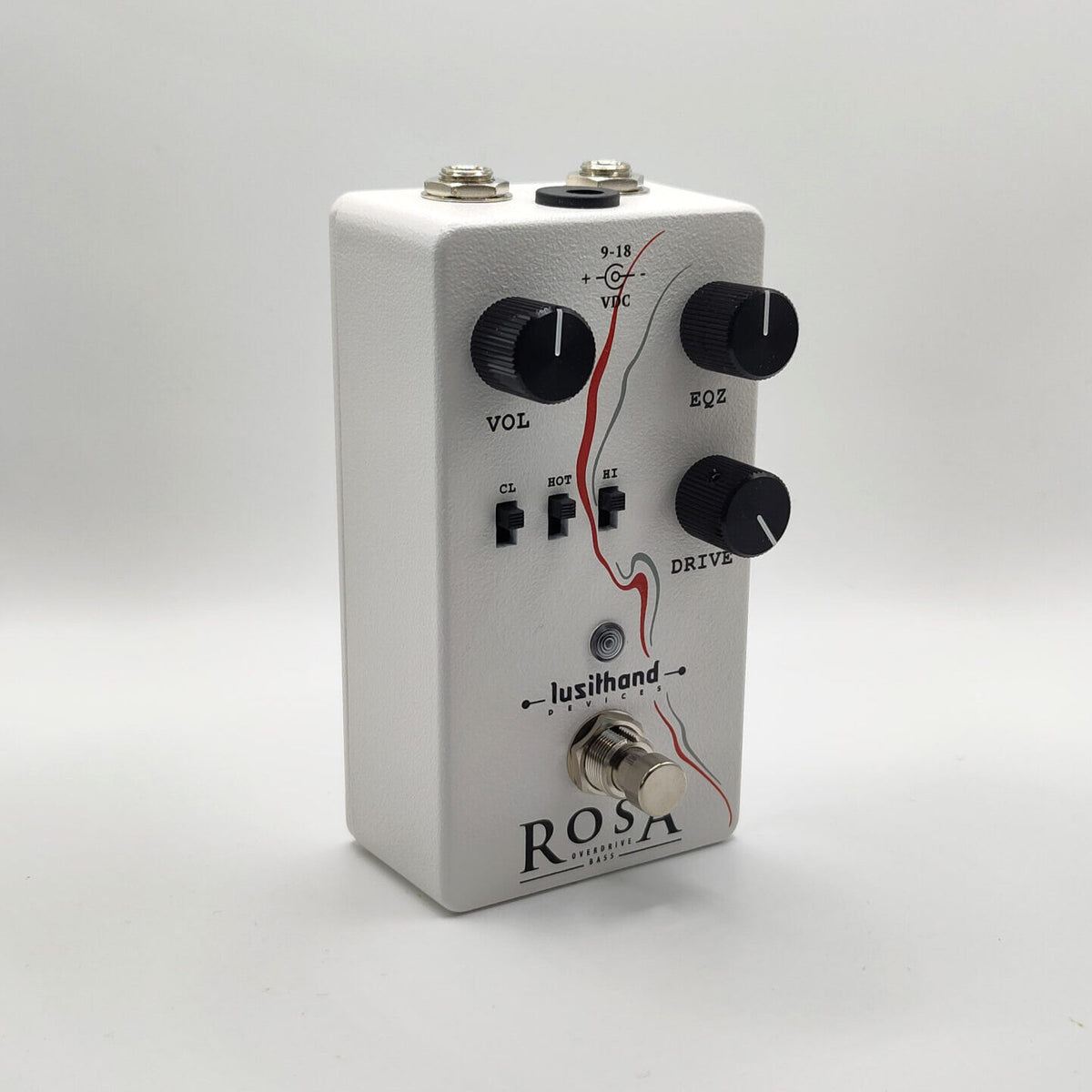 Side view of the Lusithand ROSA Overdrive Bass Pedal