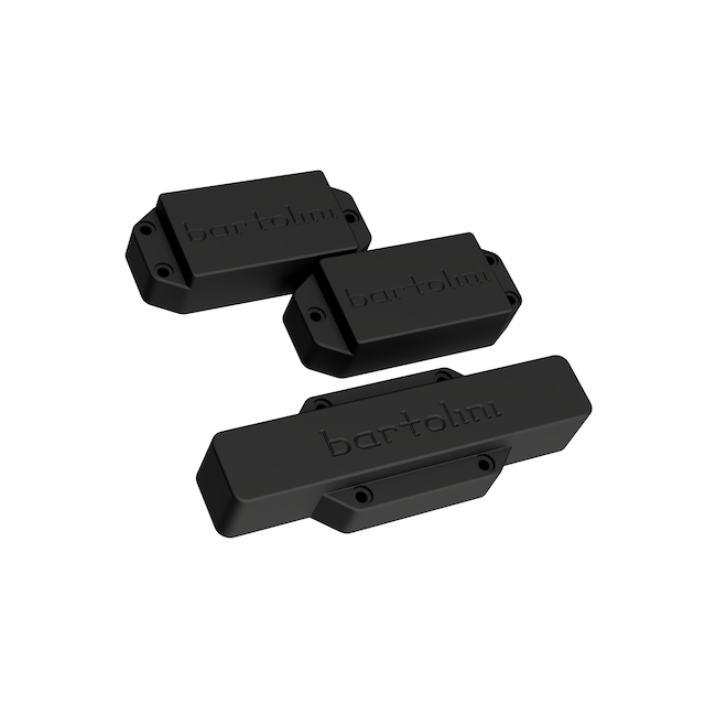 3D rendering of the Bartolini 4 String Yamaha® TRB 4P Replacement PJ Bass Pickups showing branding, screw holes and shape