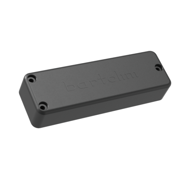 CAD image of the Bartolini BC4S 4 String Singularity Bass Pickups showing the 2x1 screw hole layout and raised logo on the pickup shell