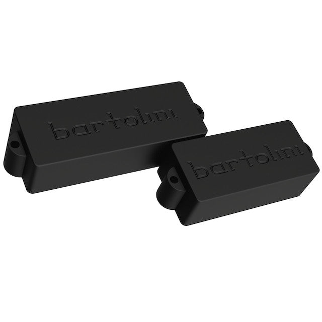 Manufacturer's image of the Bartolini PV5S 5 String bass pickups showing 2 different pickup shells