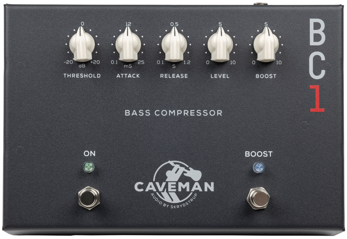 front view of Caveman Audio BC1 Bass Compressor Pedal
