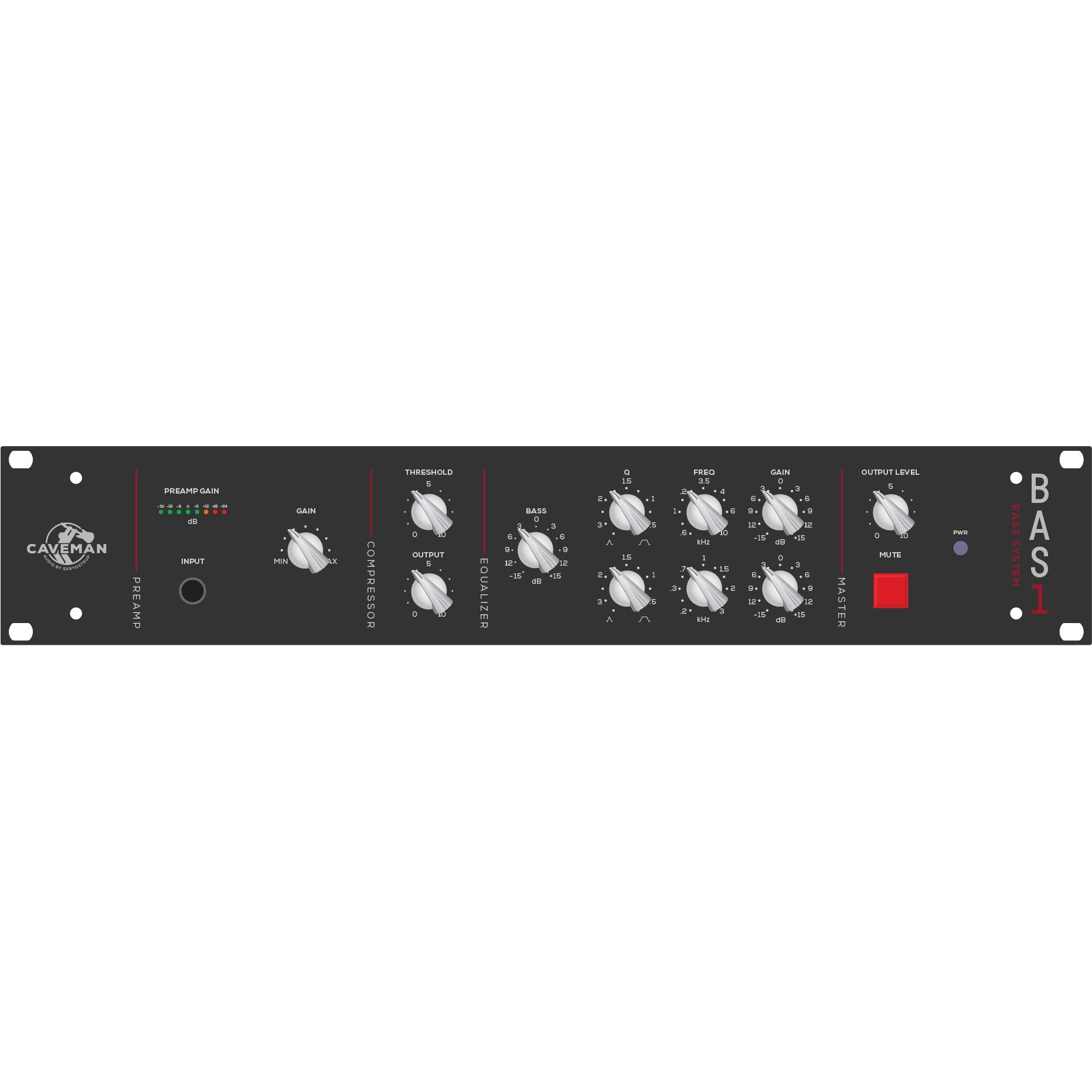 Bass Sound Module Rackmount Caveman Audio BAS1 Bass Channel Rack Mount Preamp