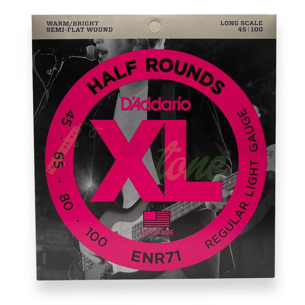 packaging view of the D&#39;Addario XL Half Rounds Bass Strings model ENR71