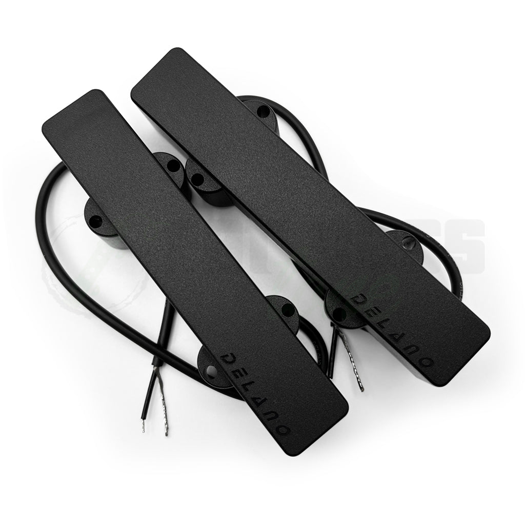 top view of the Delano JC5 HE/M2-AS 5 String Hum Cancelling Jazz Bass® Pickups showing the matte finish on the surface of the pickups