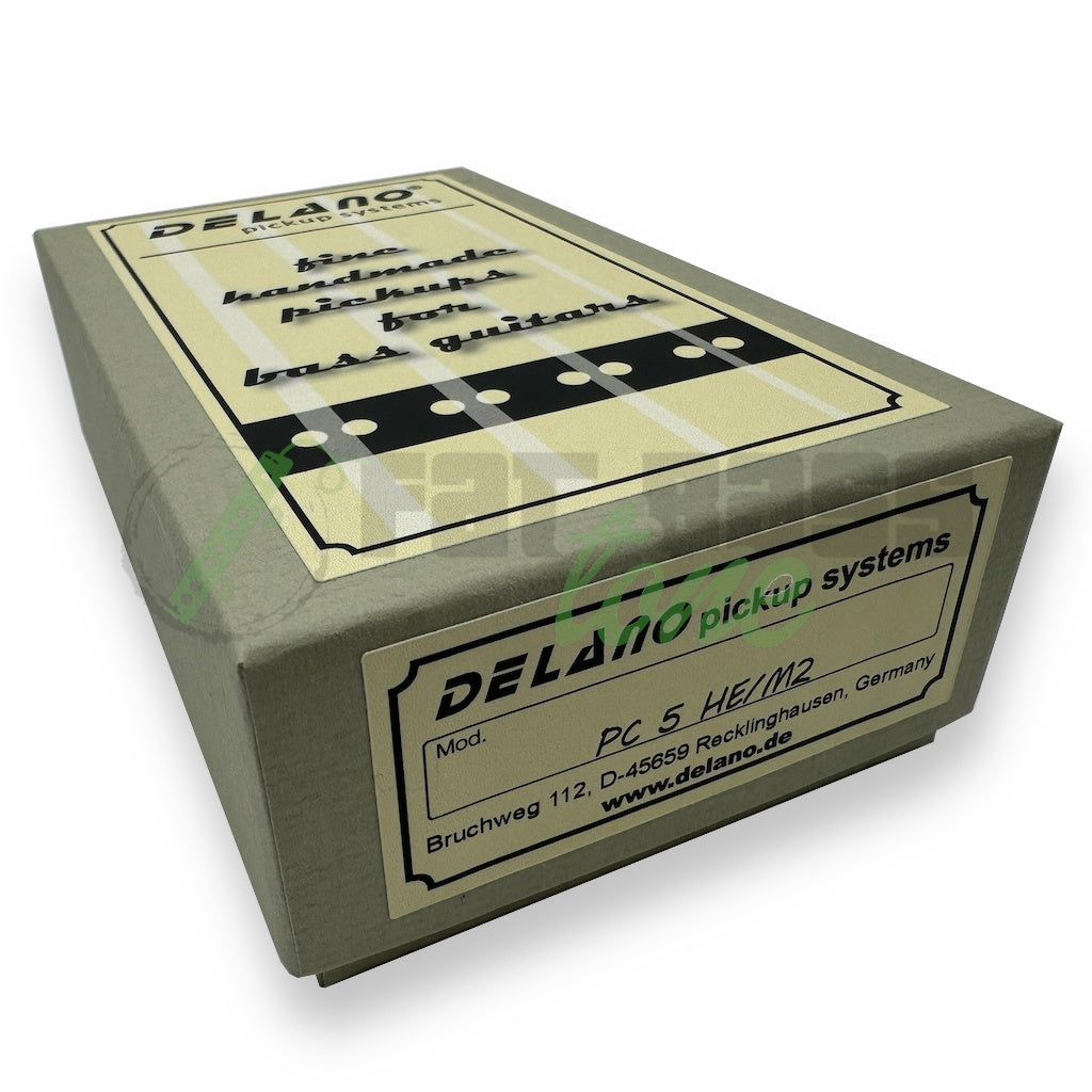 photo of the box of the Delano PC5 HE/M2 5 String Precision Bass® Pickup showing the model name