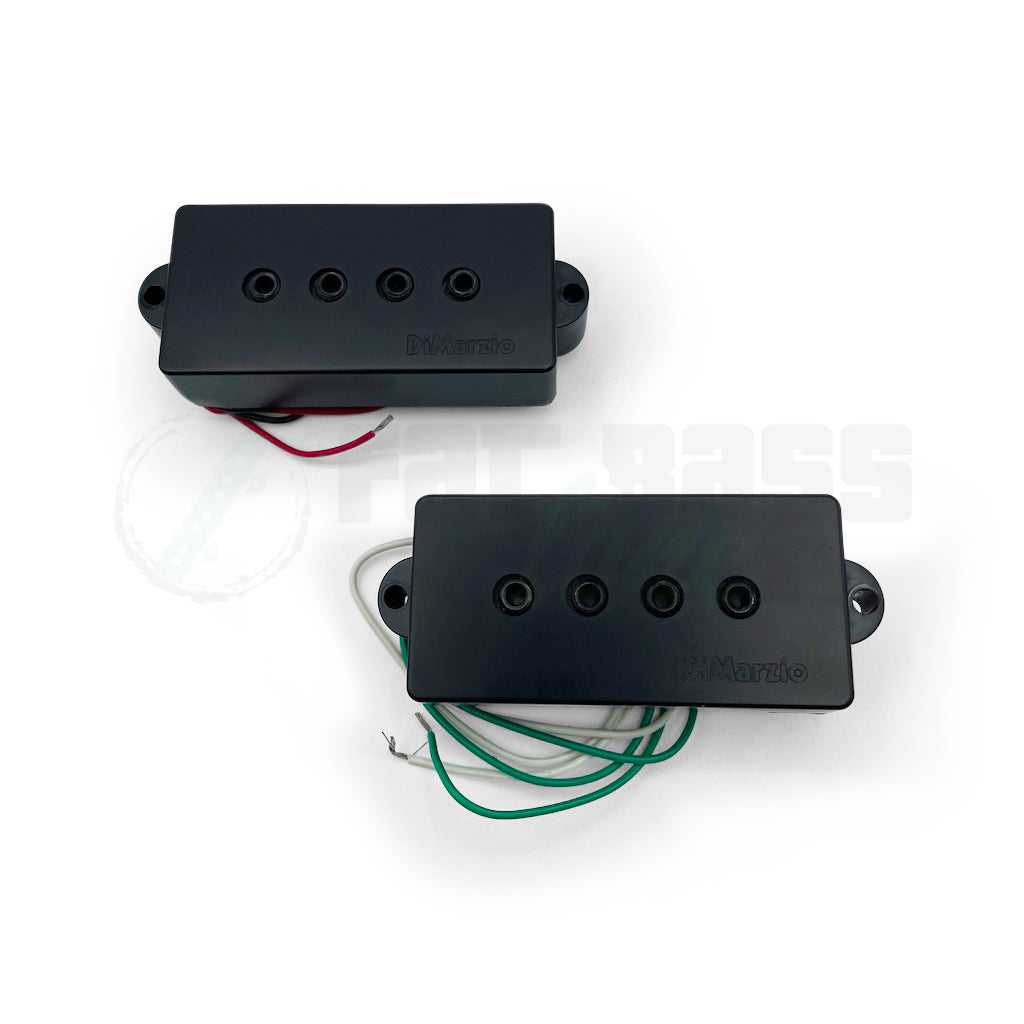 Overhead view of DiMarzio Model P 4 String Precision Bass pickup showing adjustable pole pieces.