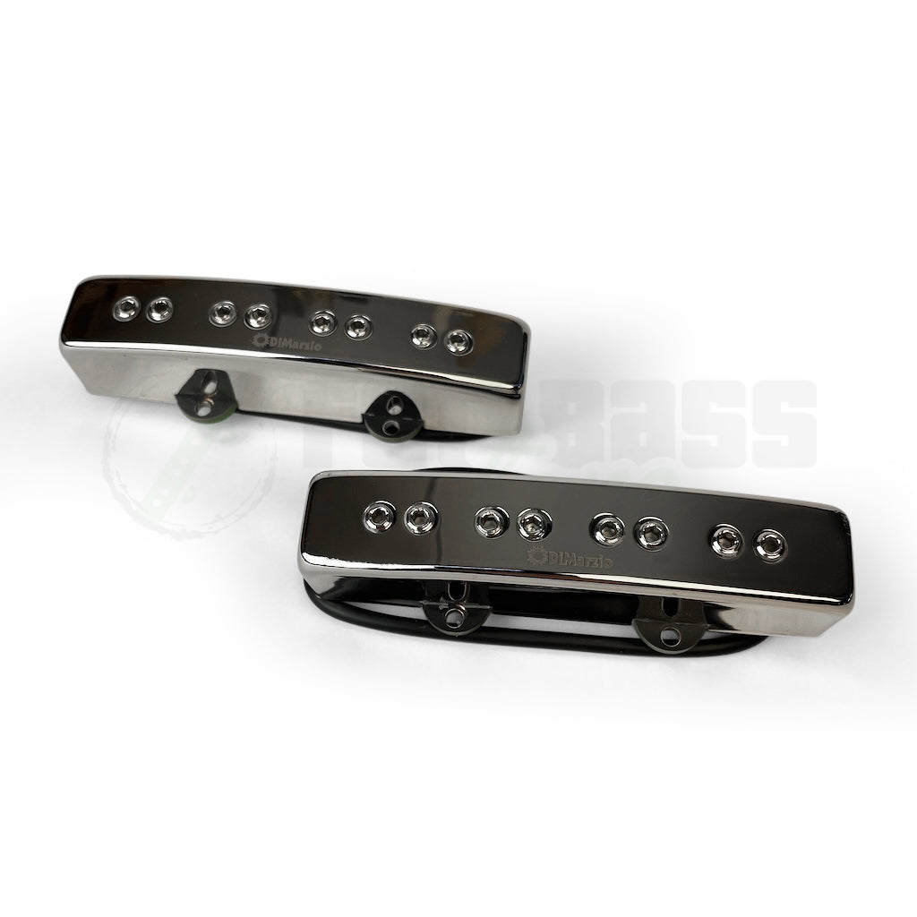 Front view of DiMarzio Relentless J Pickup Set with Nickel Covers.