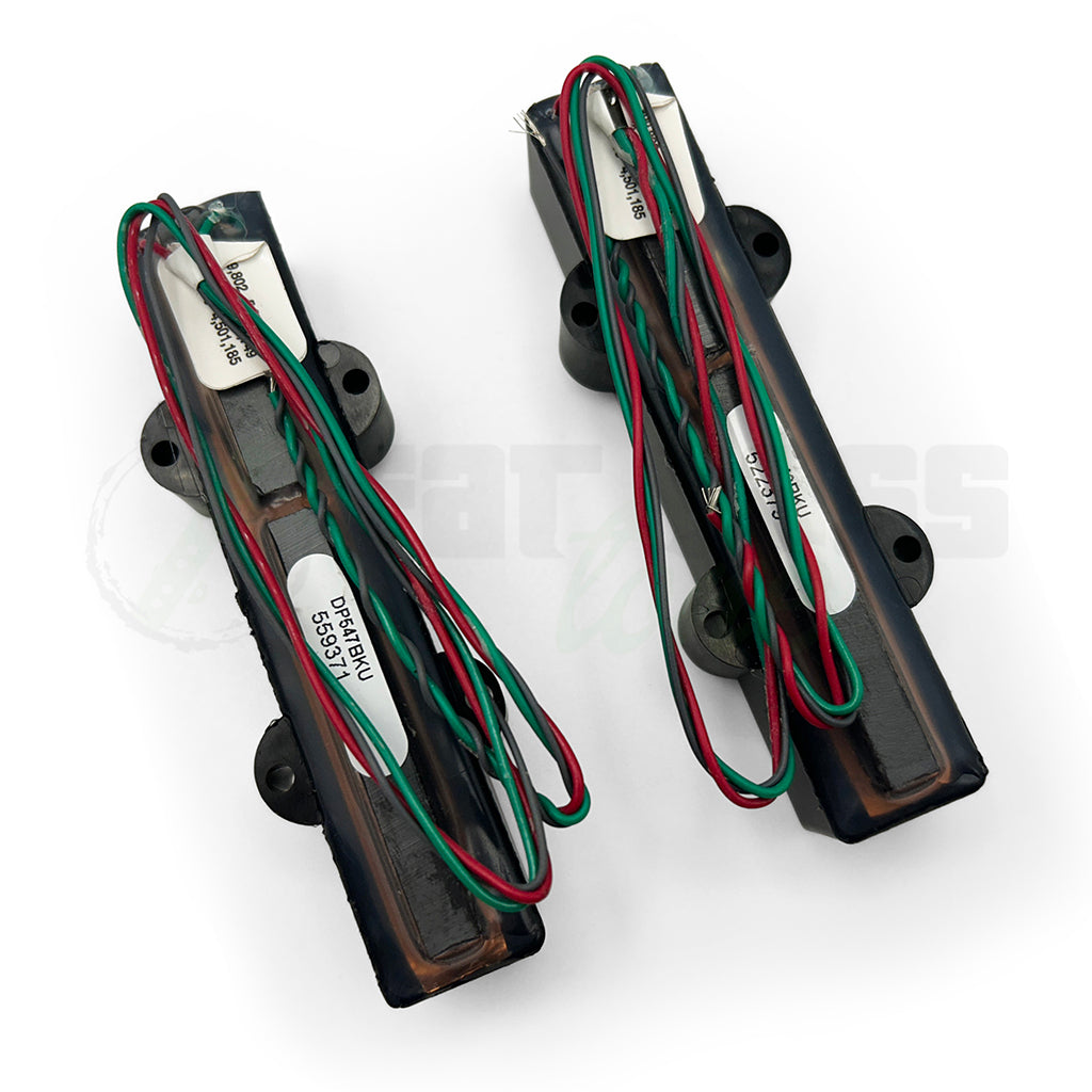 back view of the DiMarzio Ultra Jazz 5 String Jazz Bass® Pickups showing the 4 wires wrapped on the rear of the pickup