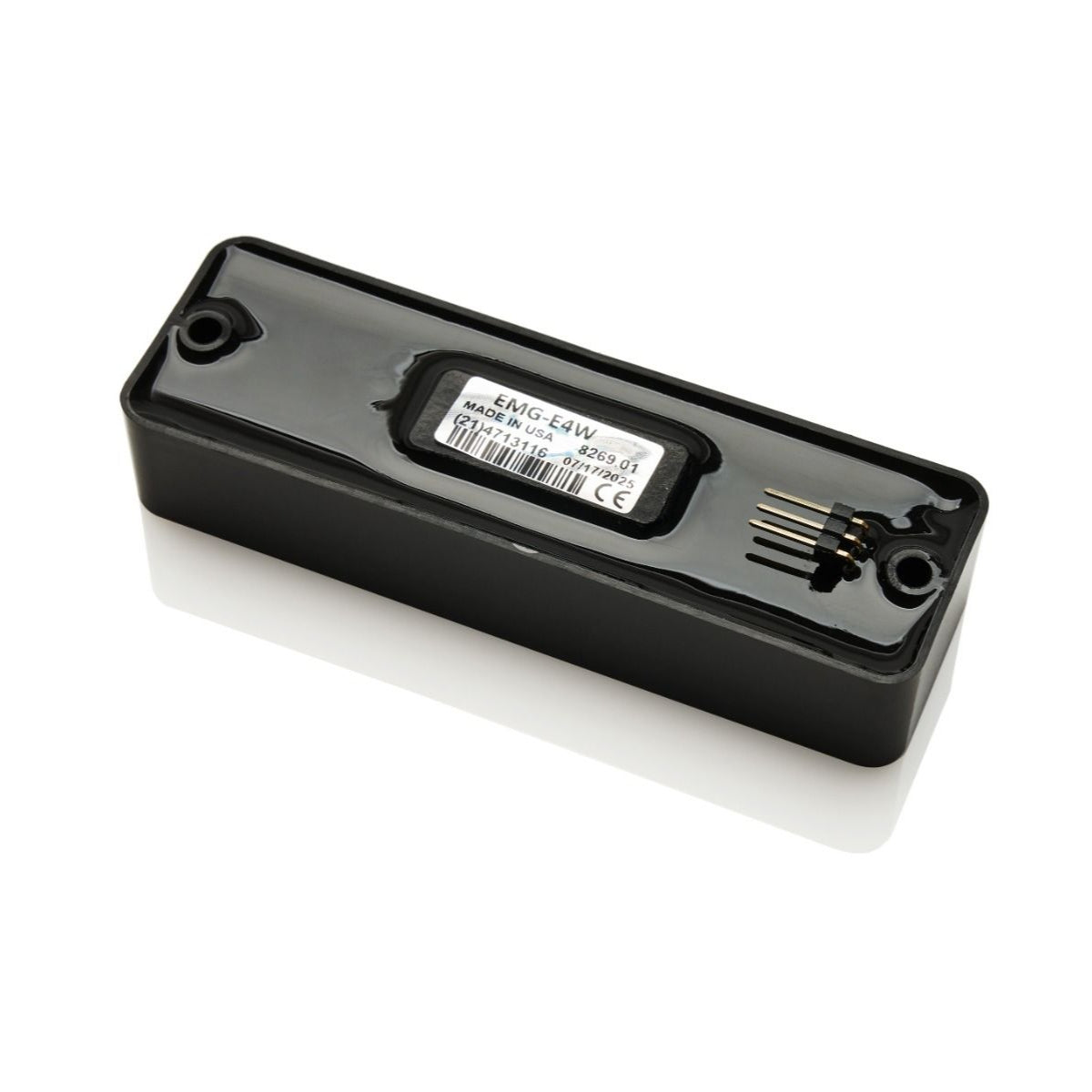 View of the back of a single EMG E4W bass soapbar pickup in the BC shape.