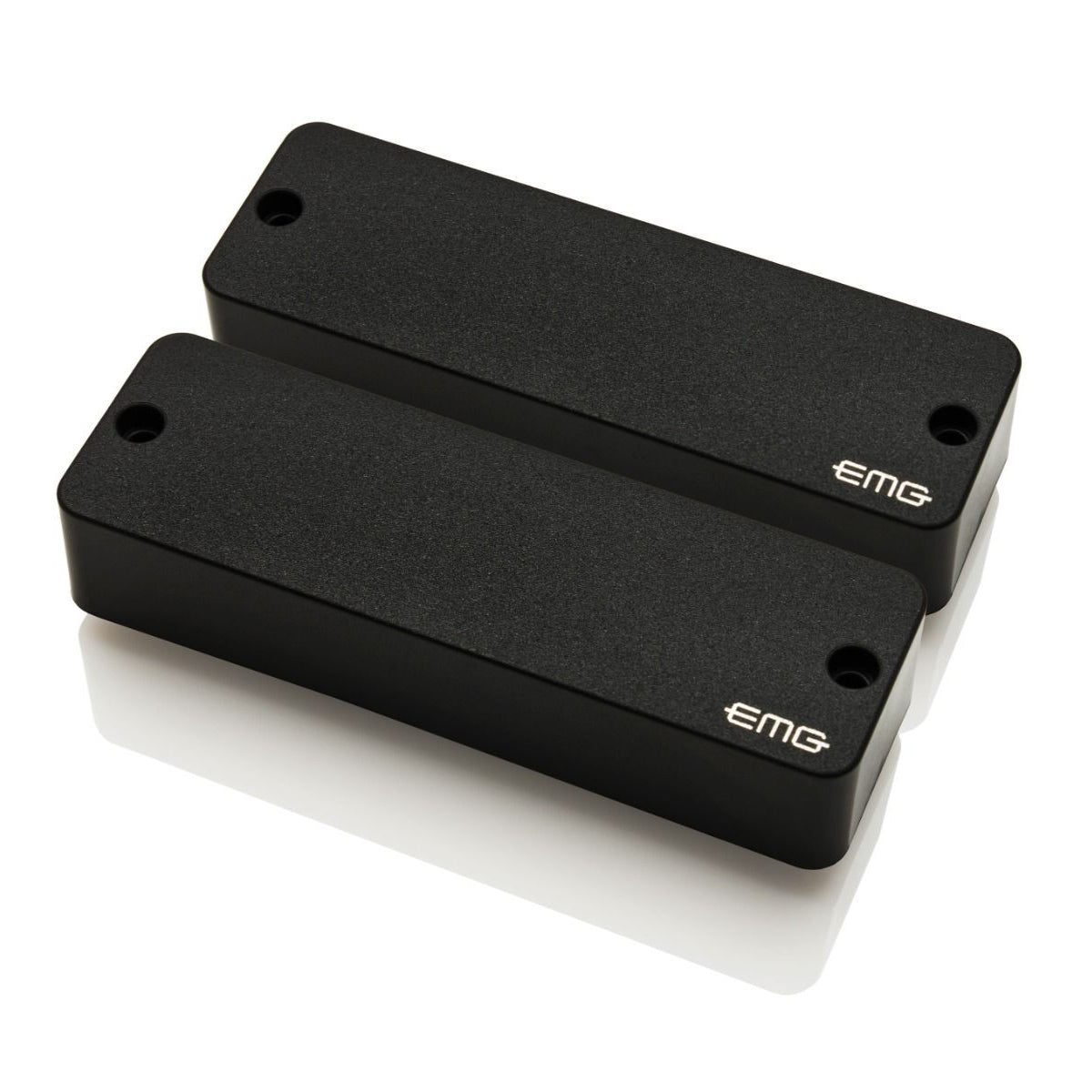 View of the front of a set of EMG E4W bass soapbar pickups in the BC shape.