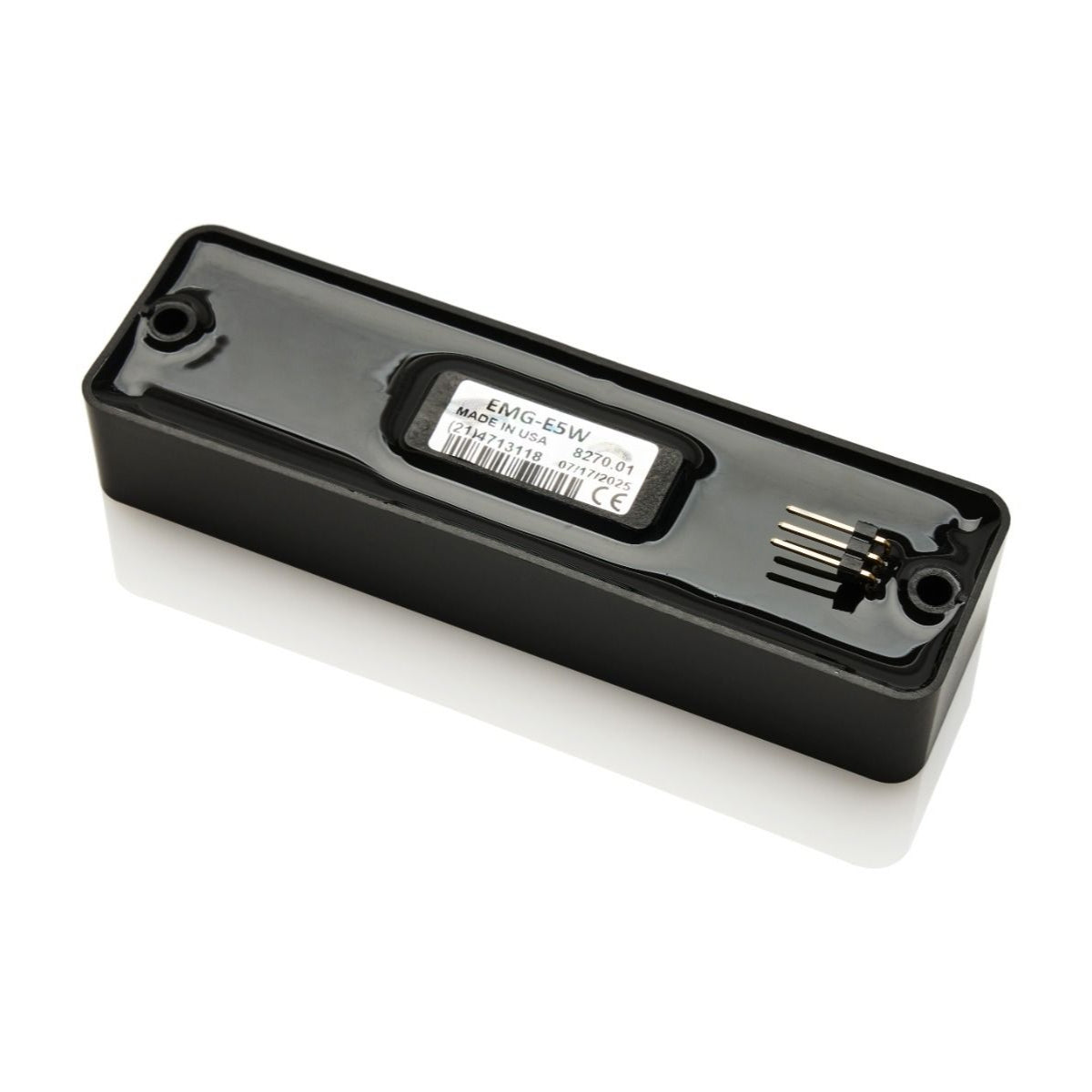 View of the back of a single EMG E5W bass soapbar pickup in the P2 shape.