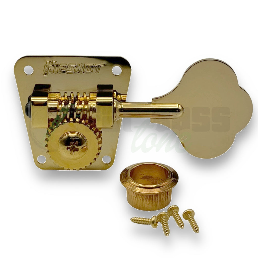 photo of the bass side version of the hb2 bass tuner in gold