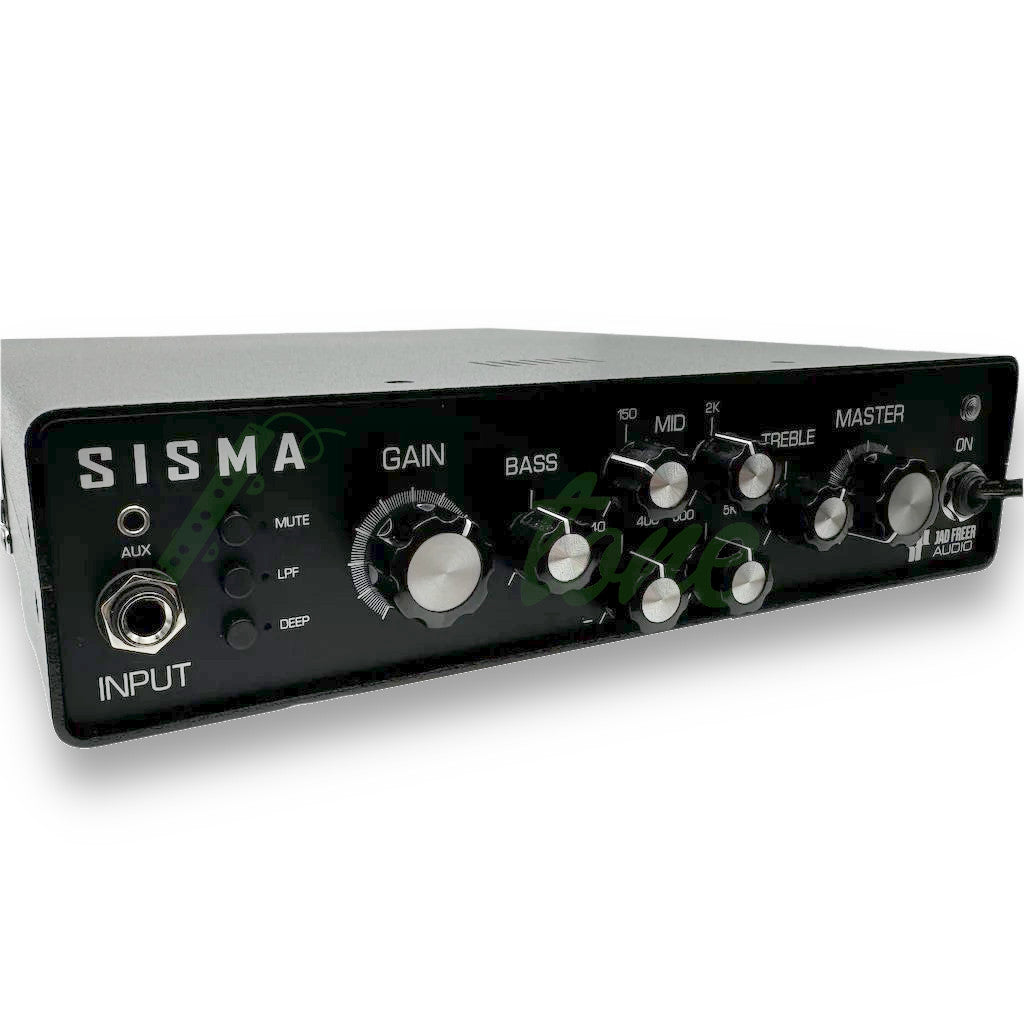 front angled view of the Jad Freer Sisma - Hybrid Tube/Class-G Bass Amp Head 