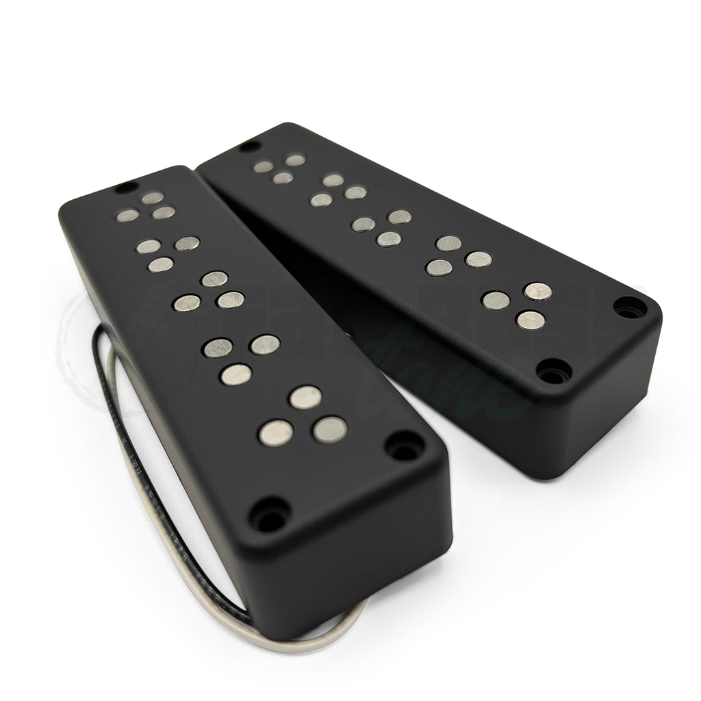 front angle view of the LeCompte Triple Threat Bass Pickups showing the 3 pole pieces per string design