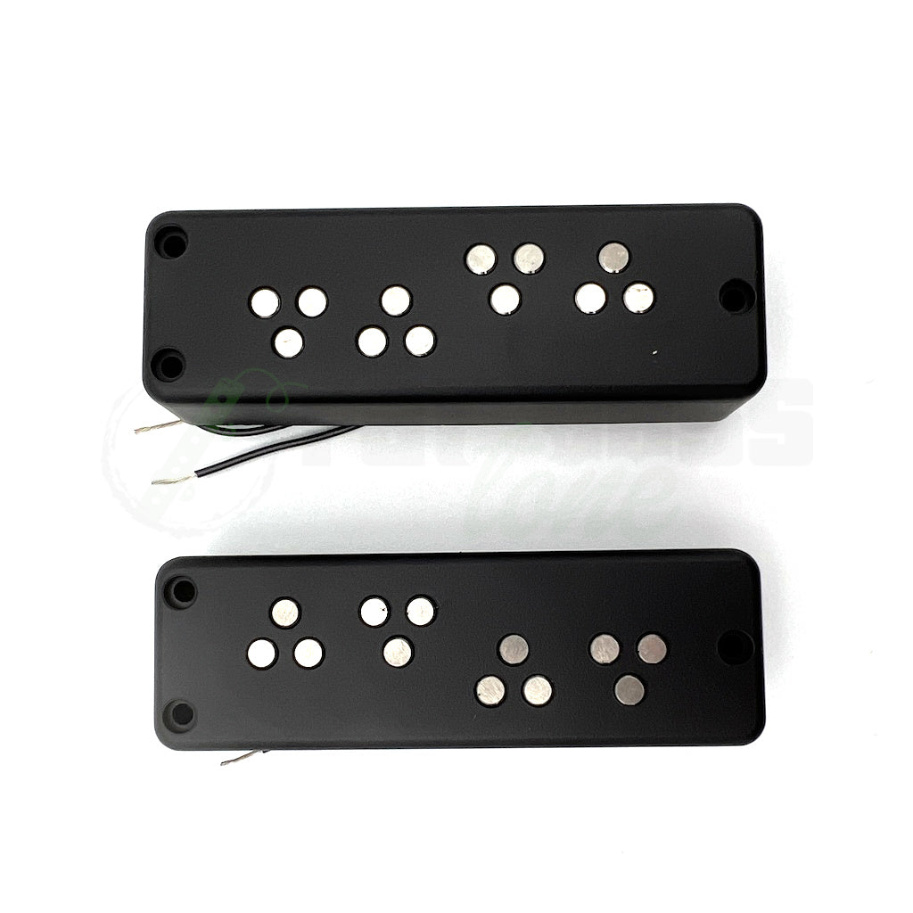 top view of the 4 string split coil version of the LeCompte Triple Threat Bass Pickups