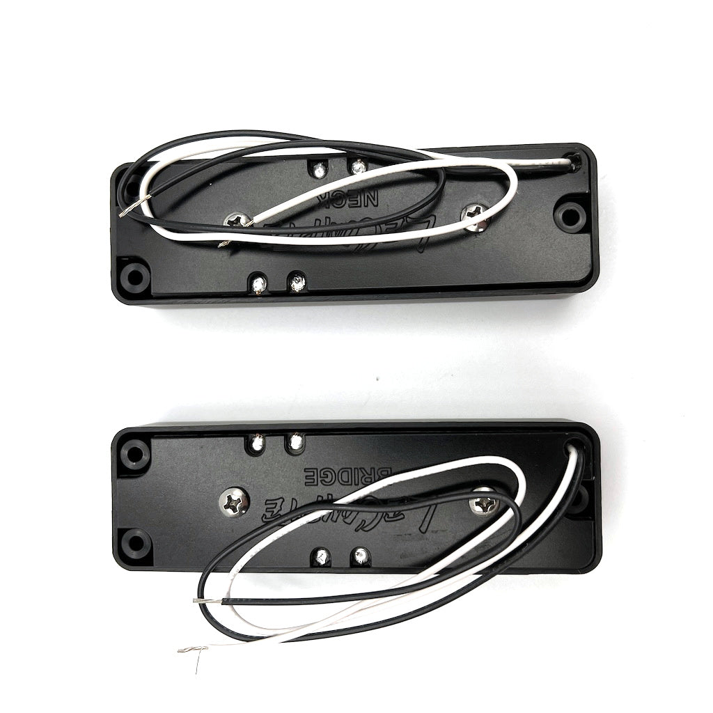 back top view of the 5 string P2 shape version of the split coil LeCompte Triple Threat Bass Pickups