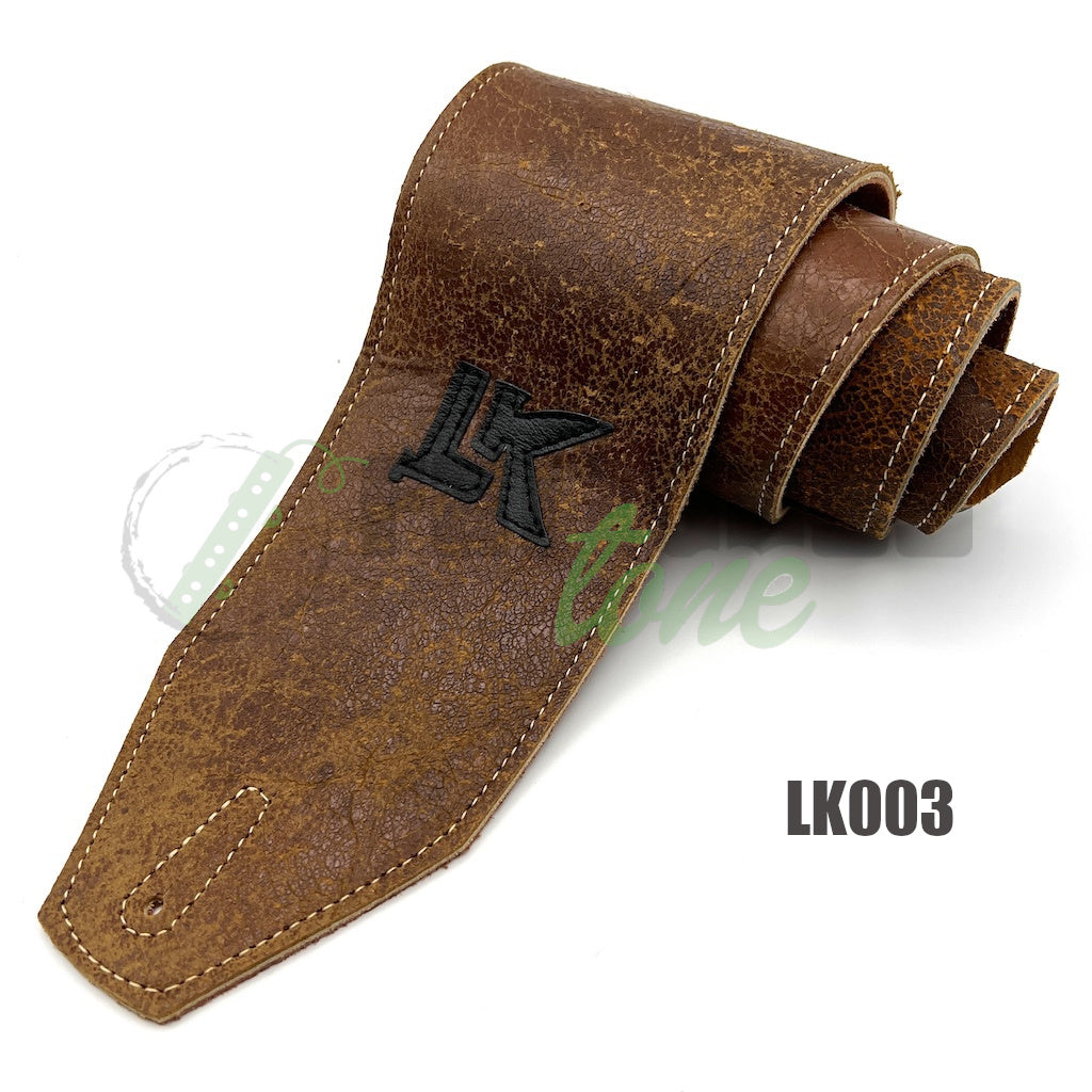 4&quot; wide version of the LK Straps Leather Bass Strap in medium brown