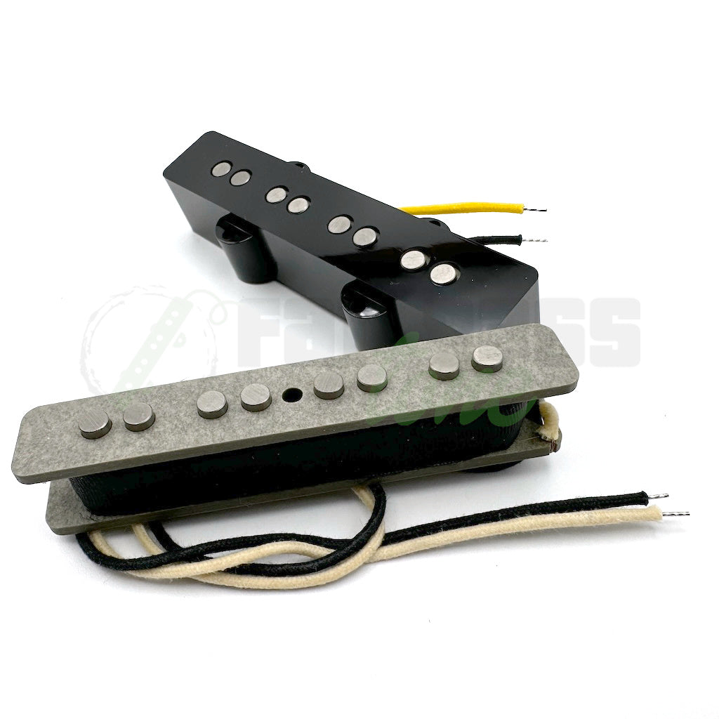 view of the Lollar 4 String Jazz Bass® Pickups 70s era with one of the pickup covers removed showing the coils