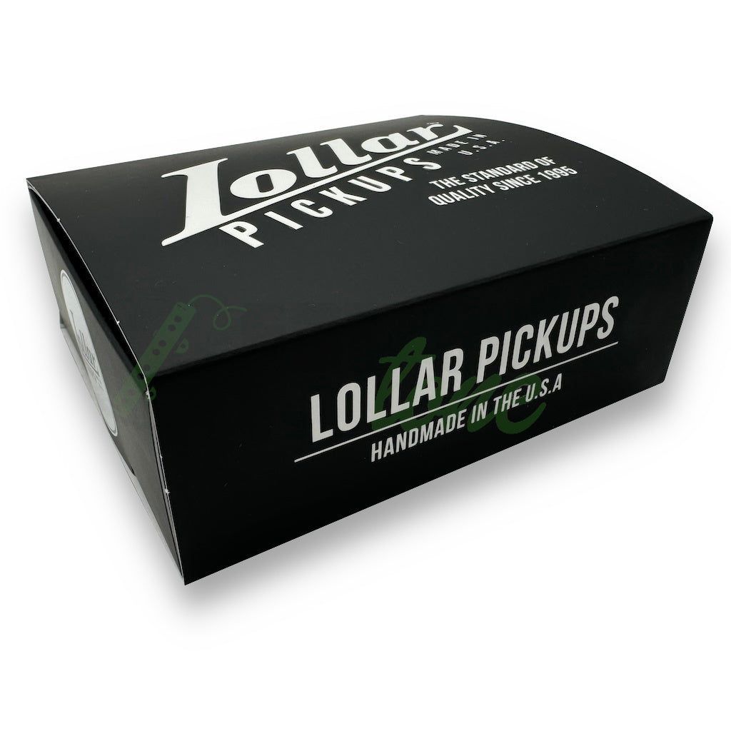 box of the Lollar 5 String Jazz Bass® Pickups in black with the Lollar branding and Made In The USA