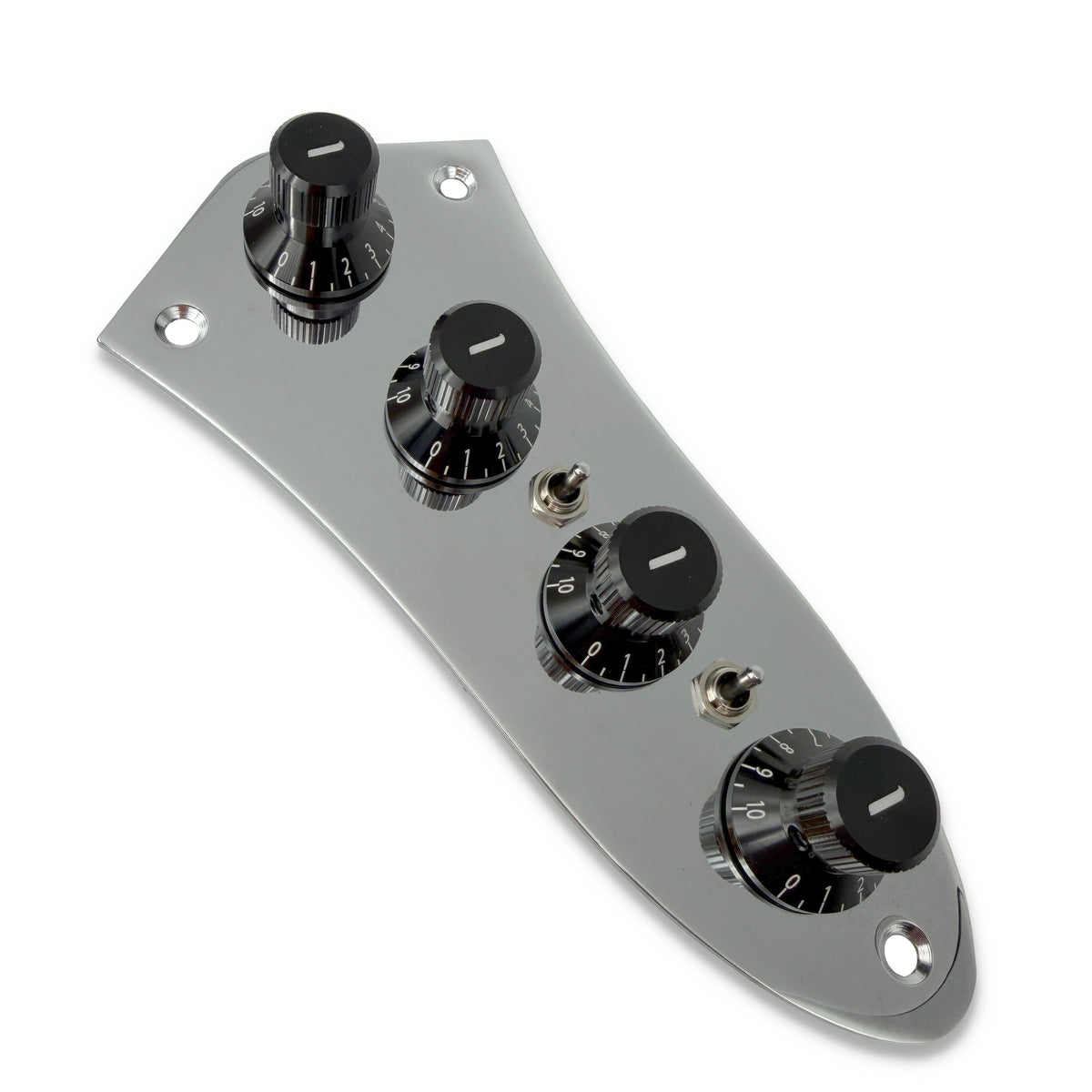Front view of the Lusithand Double NFP Jazzplate bass preamp with Numbered Knbos