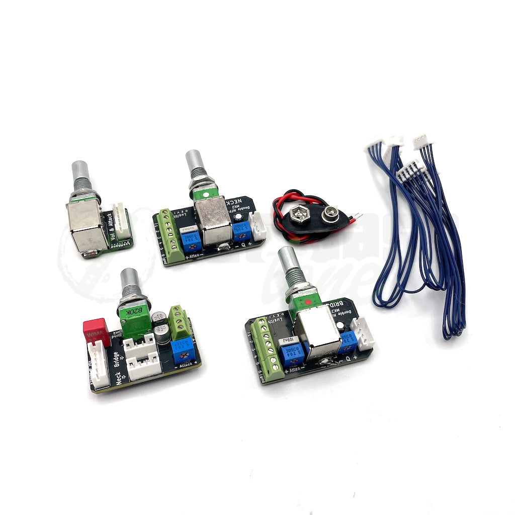 side view of the Lusithand Double NFP Special MKII Filter Bass Preamp showing the solderless connection inputs