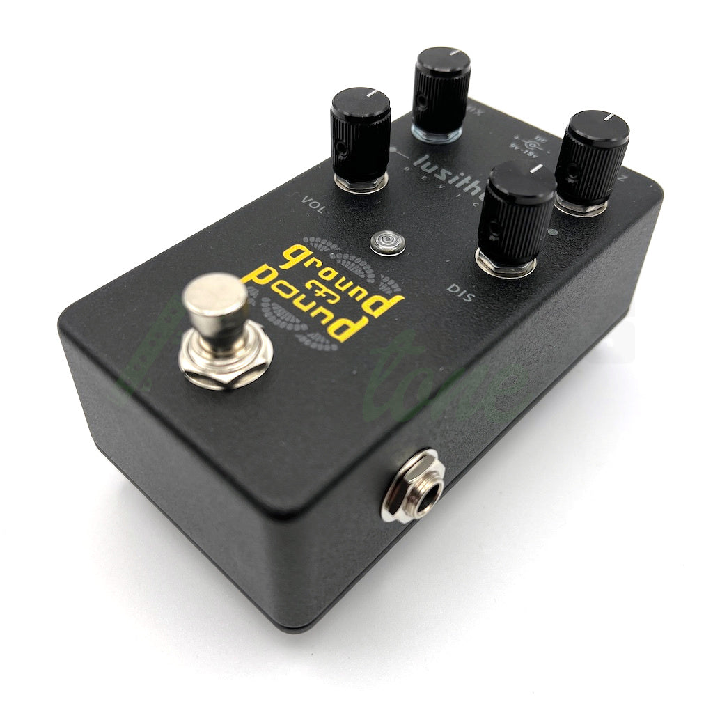 right angled view of the Lusithand Ground &amp; Pound Bass Distortion Pedal