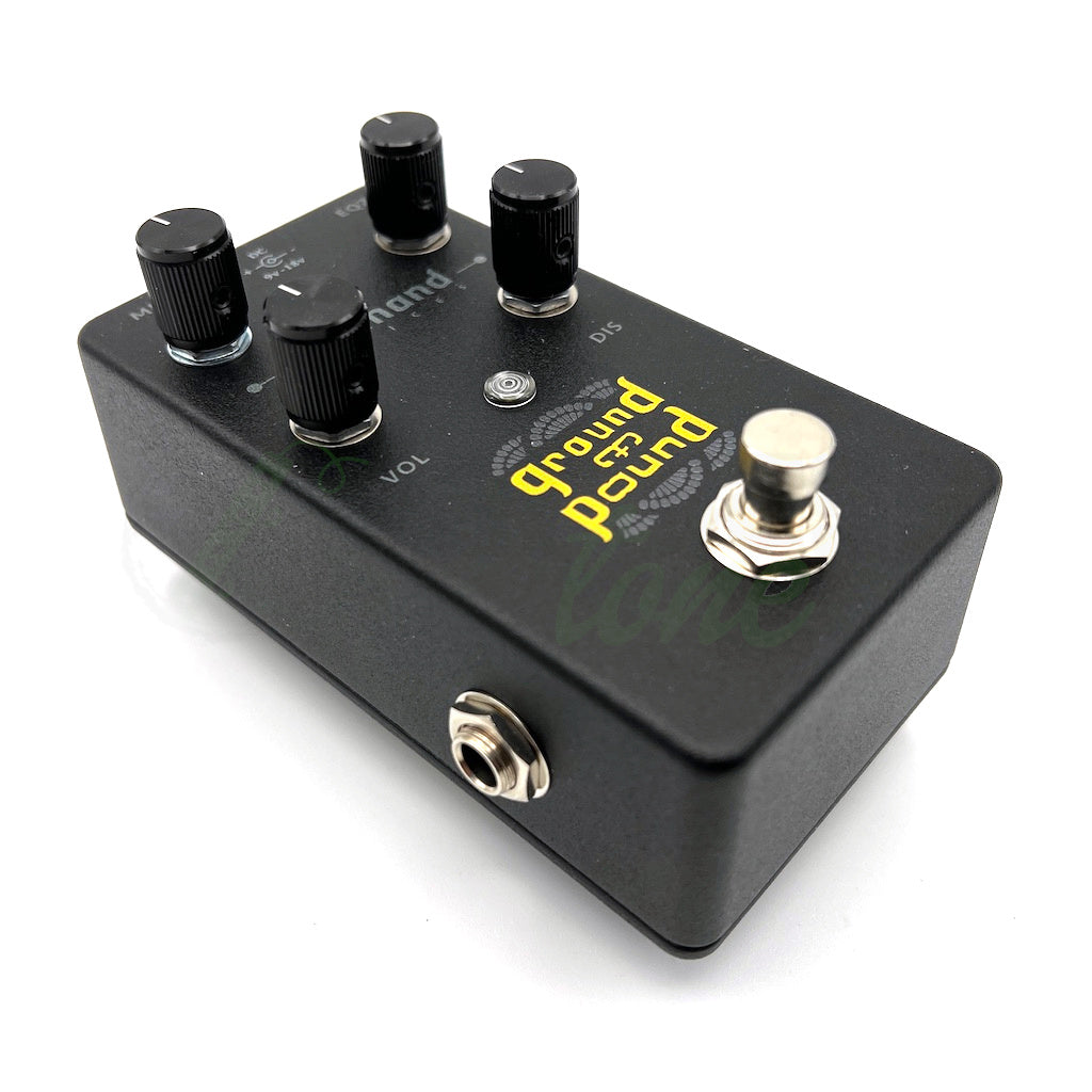 left side angle view of the Lusithand Ground &amp; Pound Bass Distortion Pedal