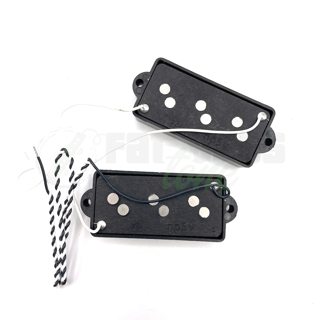 back view of the Nordstrand NP5V 5 String Vintage Precision Bass® Pickup showing the wiring connections coming out of the fiber