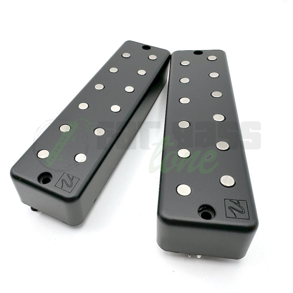 front view of the Nordstrand Poly Vox 6 String Bass Pickups showing the exposed pole pieces