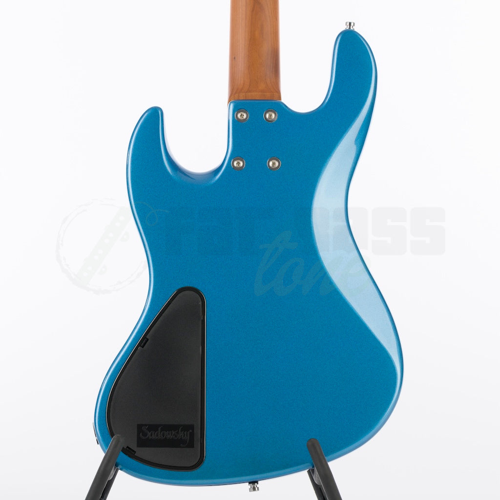 Body back view of the Sadowsky MetroExpress 21 Fret 4 String Vintage Jazz Bass® - Ice Blue Metallic / Morado Fingerboard