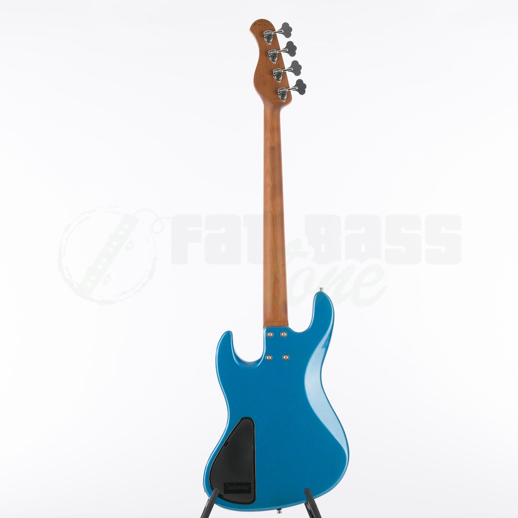 Full back view of the Sadowsky MetroExpress 21 Fret 4 String Vintage Jazz Bass® - Ice Blue Metallic / Morado Fingerboard