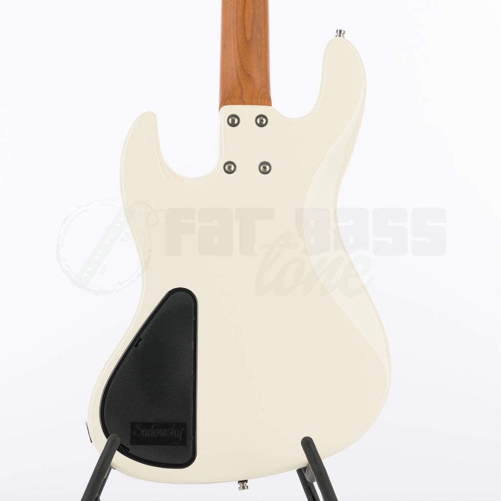 Back body view of the Sadowsky MetroExpress 21 Fret 4 String Vintage Jazz Bass® - Olympic White / Maple Fingerboard