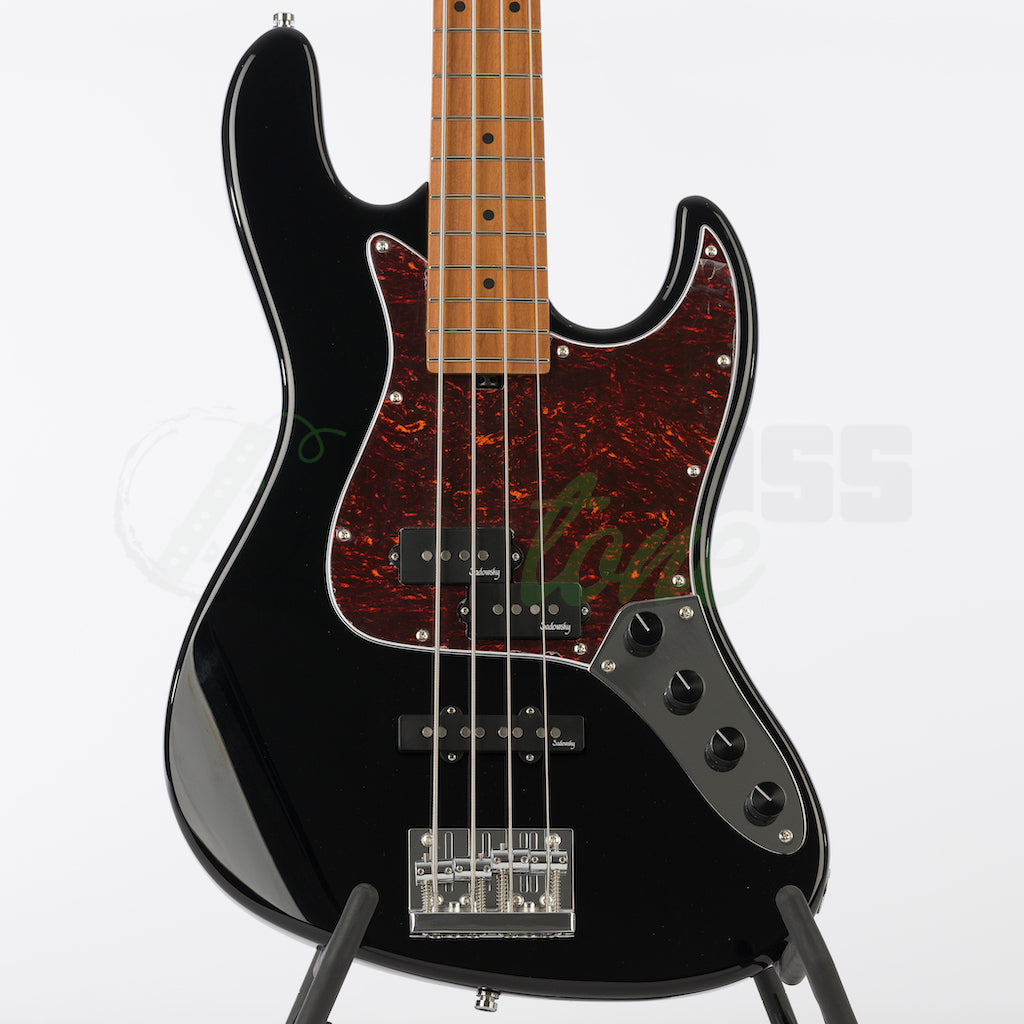 Front body view of the Sadowsky MetroExpress 21 Fret 4 String Hybrid PJ Bass® - Black / Maple Fingerboard