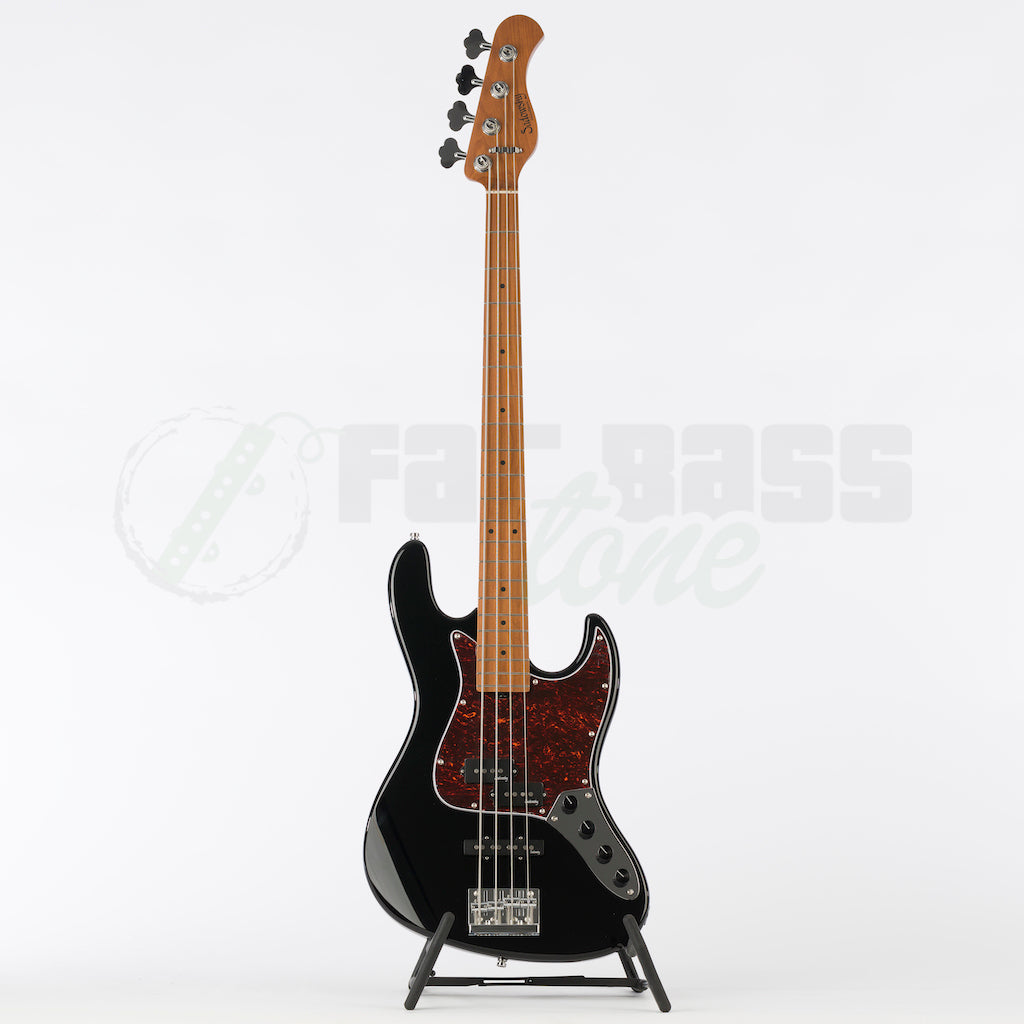 Full front view of the Sadowsky MetroExpress 21 Fret 4 String Hybrid PJ Bass® - Black / Maple Fingerboard