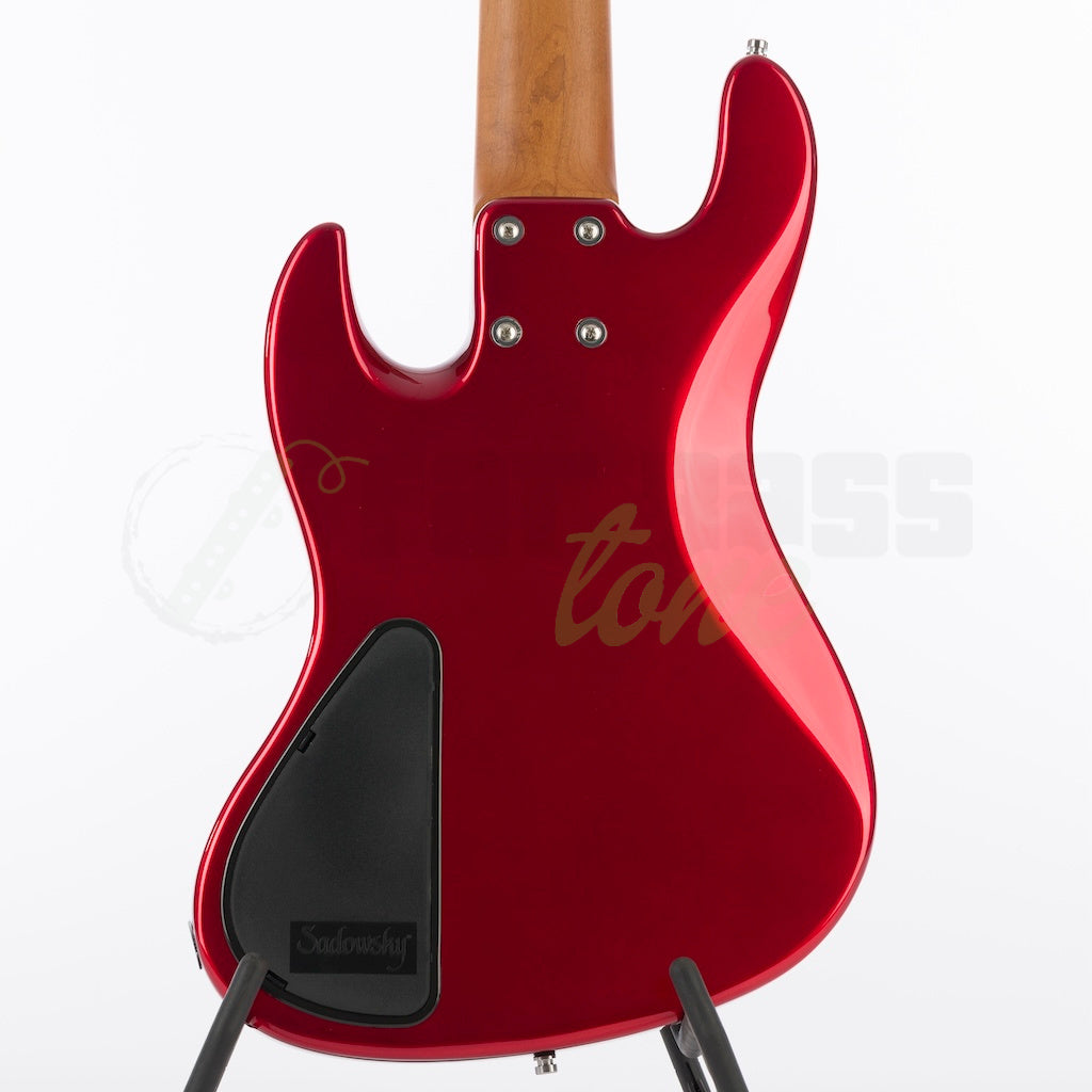 Back body view of Sadowsky MetroExpress 21 Fret 5 String Vintage Jazz Bass® - Candy Apple Red Metallic / Maple Fingerboard