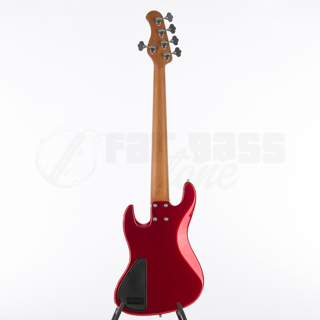 Full back view of the Sadowsky MetroExpress 21 Fret 5 String Vintage Jazz Bass® - Candy Apple Red Metallic / Maple Fingerboard