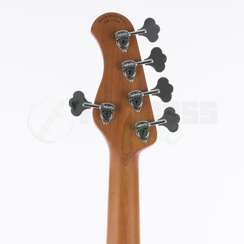 Back headstock view of the Sadowsky MetroExpress 21 Fret 5 String Vintage Jazz Bass® - Candy Apple Red Metallic / Maple Fingerboard