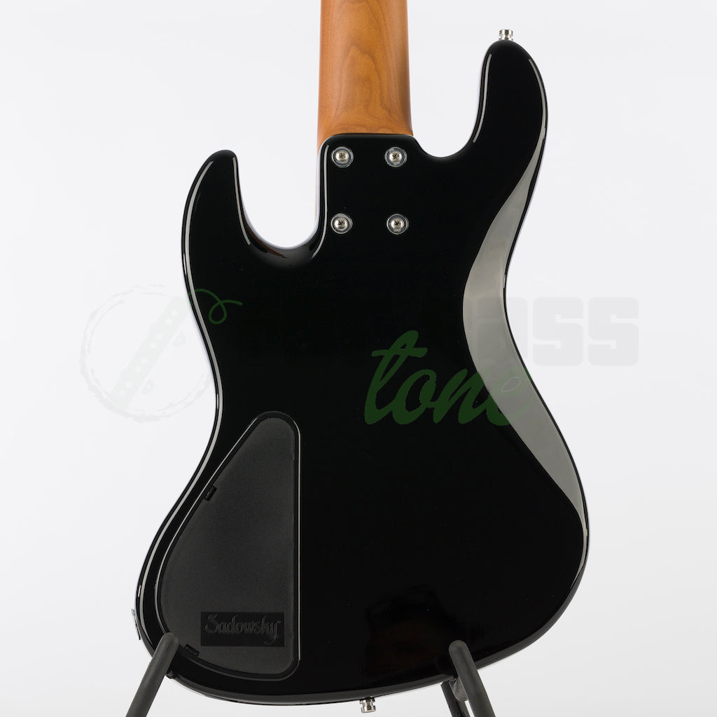 Back of body view of the Sadowsky MetroExpress 21 Fret 5 String Hybrid PJ Bass® - Black / Maple Fingerboard