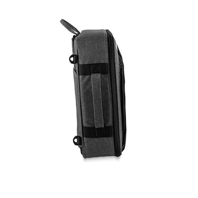 Side profile of the Trickfish Bullhead Bass Amp carrying Bag, showing the side handle to carry the bag like a briefcase.