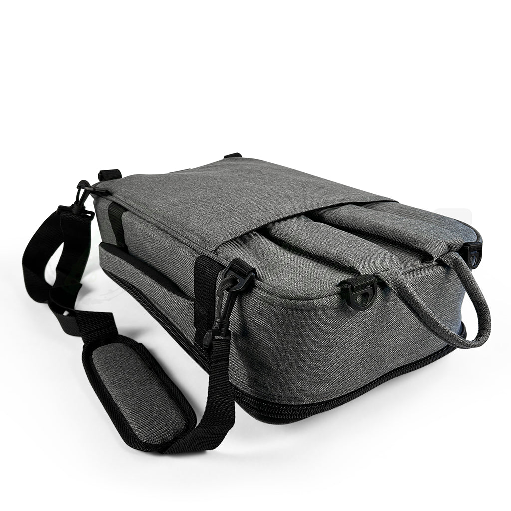 top edge view of the Trickfish Bullhead Bass Amplifier Bag showing haul strap